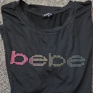 bebe Black Tee with Multicolor Logo